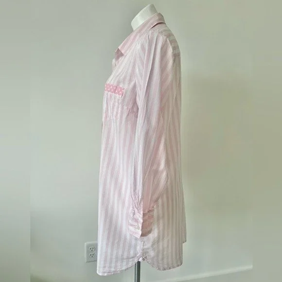 Victoria's Secret Pink White Striped Pajama Nightgown Nightshirt L - Picture 3 of 6